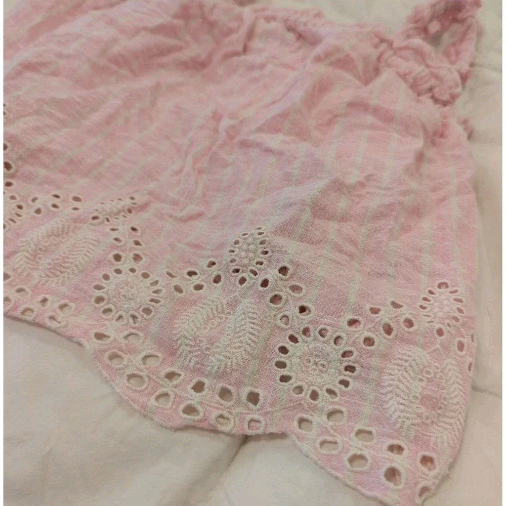 Coquette Cottagecore Pink Eyelet Tank Justice Girls 12/14 Boho Barbie Fairy